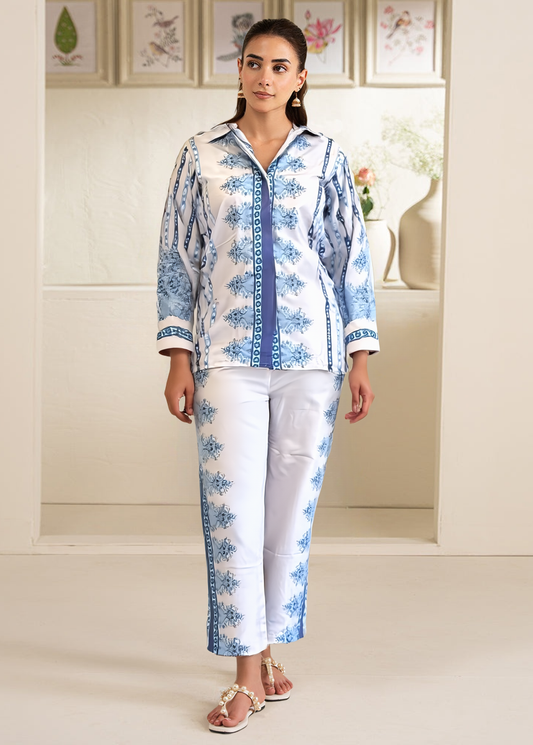 Beautiful  printed Raymond cotton Flower Printed co-ord set for women D6165