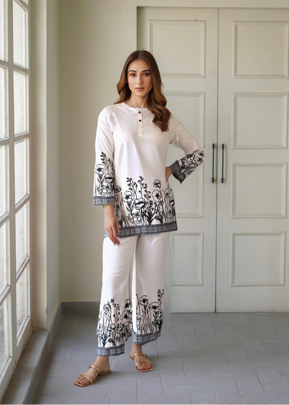 Chic & Comfy Raymond Cotton Flower Co-ord  Set - kharidari