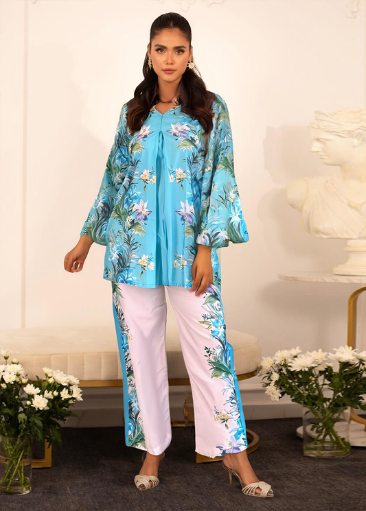 Stylish Raymond Cotton Co-ord Set with Flower Print – D6180