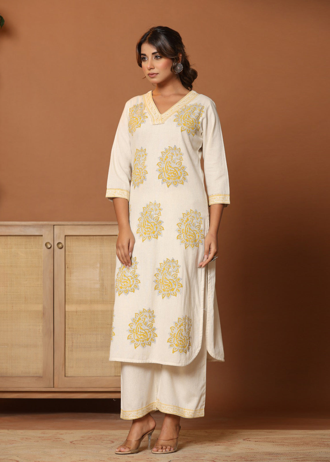 Paisley Play: Light & Lovely Printed Co-ord in Cotton D6253 - kharidari