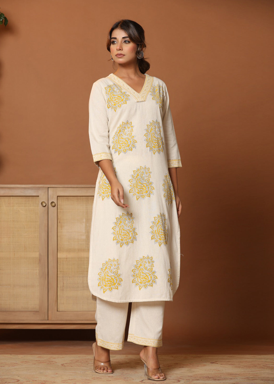 Paisley Play: Light & Lovely Printed Co-ord in Cotton D6253 - kharidari