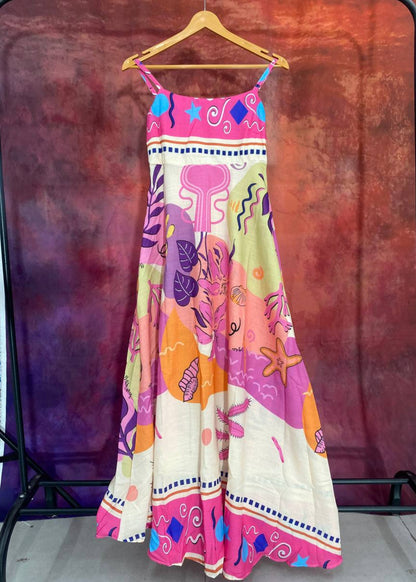 Floral Printed cotton One Piece Dress D6137 - kharidari