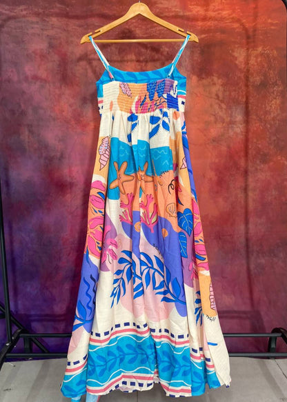 Floral Printed cotton One Piece Dress D6137 - kharidari