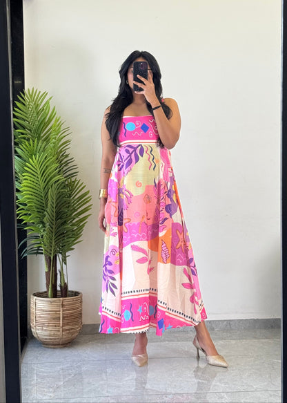 Floral Printed cotton One Piece Dress D6137 - kharidari