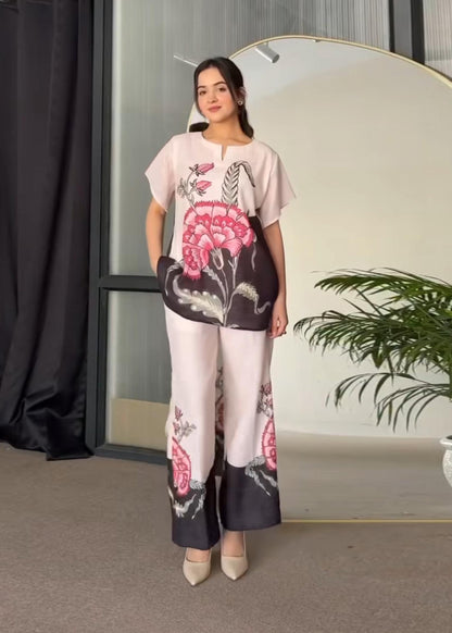 Floral Printed Dual Color Party wear Co-ord Set D6203