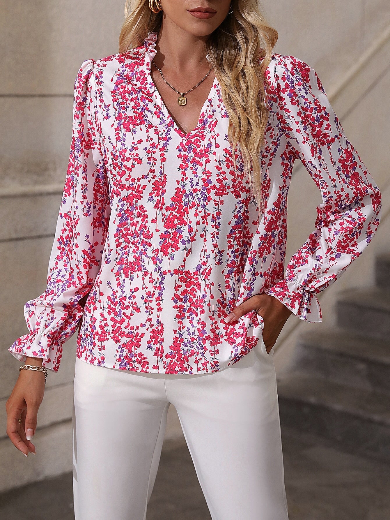 Floral Printed Full Sleeve T-Shirt VT-01163 - kharidari