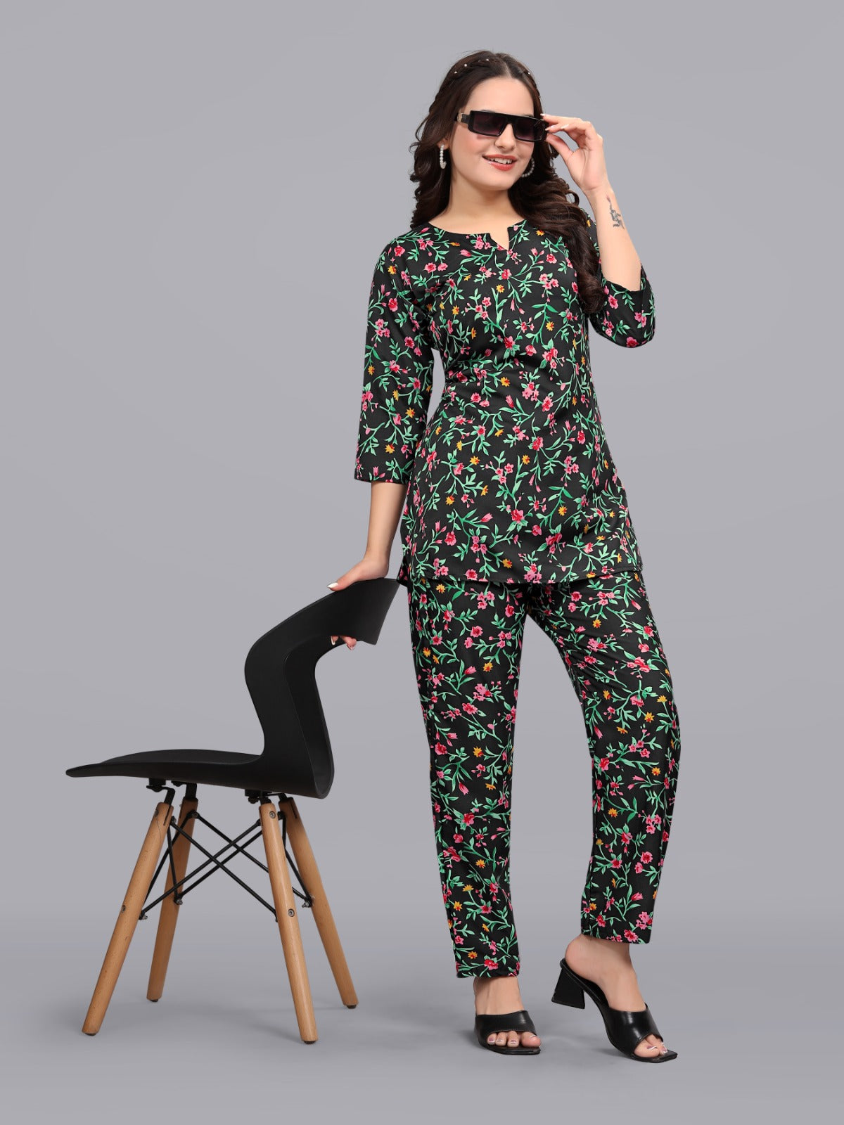 Flower Printed Attractive Co-ord  D01198