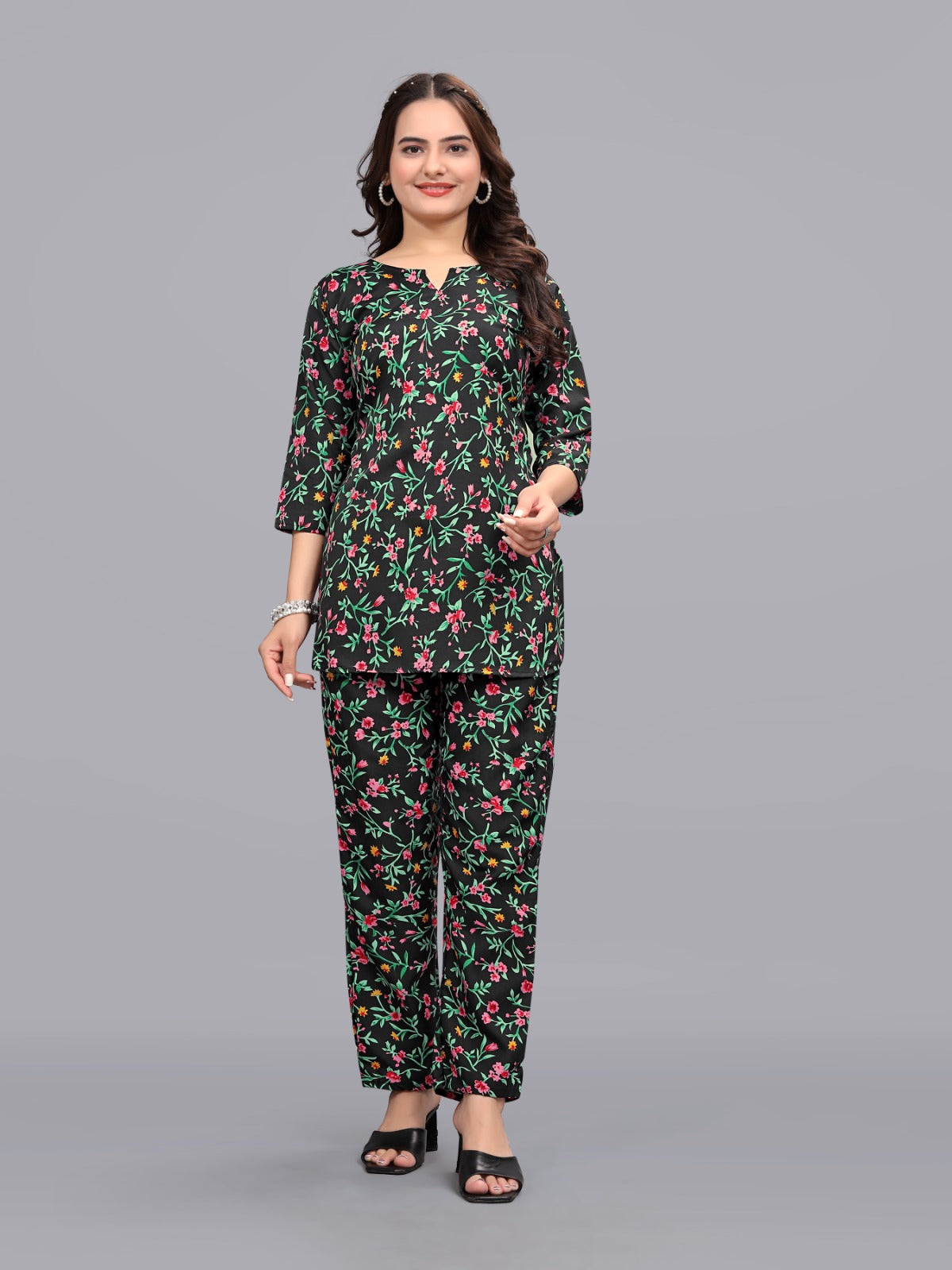 Flower Printed Attractive Co-ord  D01198