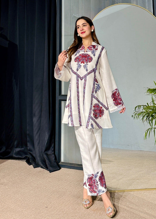 Flower Printed Fancy Party Co-ord Set D6202 - kharidari