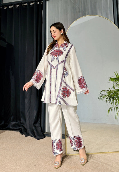 Flower Printed Fancy Party Co-ord Set D6202