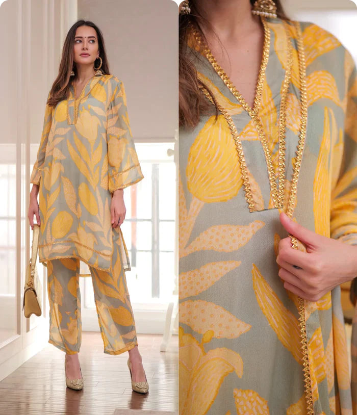 Flower Printed Georgette Suit Set D5029 - kharidari