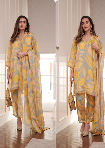 Flower Printed Georgette Suit Set D5029 - kharidari