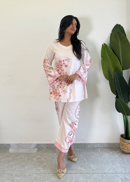 Trendy Raymond Cotton Flower Co-ord D6179 - kharidari