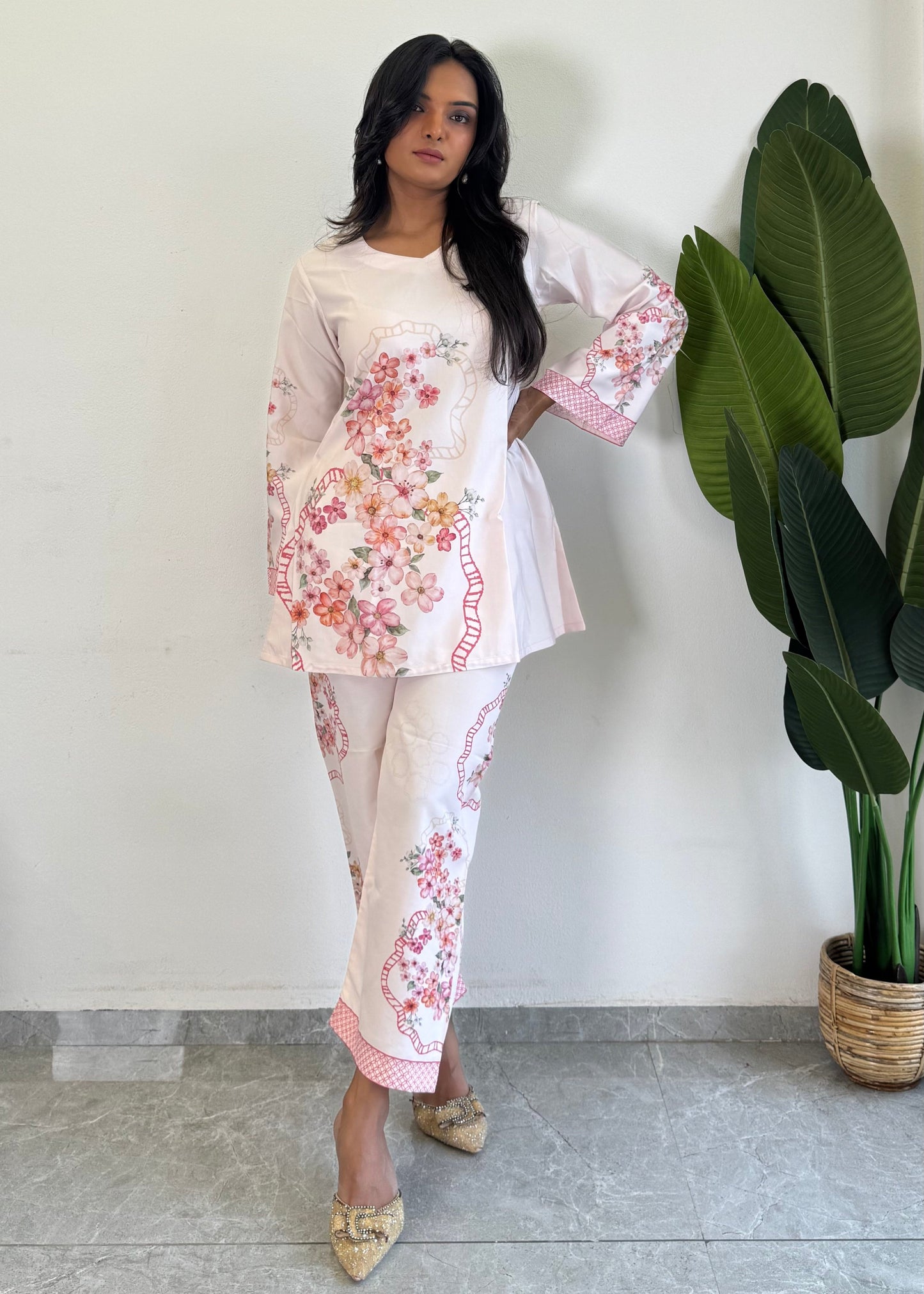 Trendy Raymond Cotton Flower Co-ord D6179 - kharidari