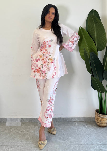 Trendy Raymond Cotton Flower Co-ord D6179 - kharidari