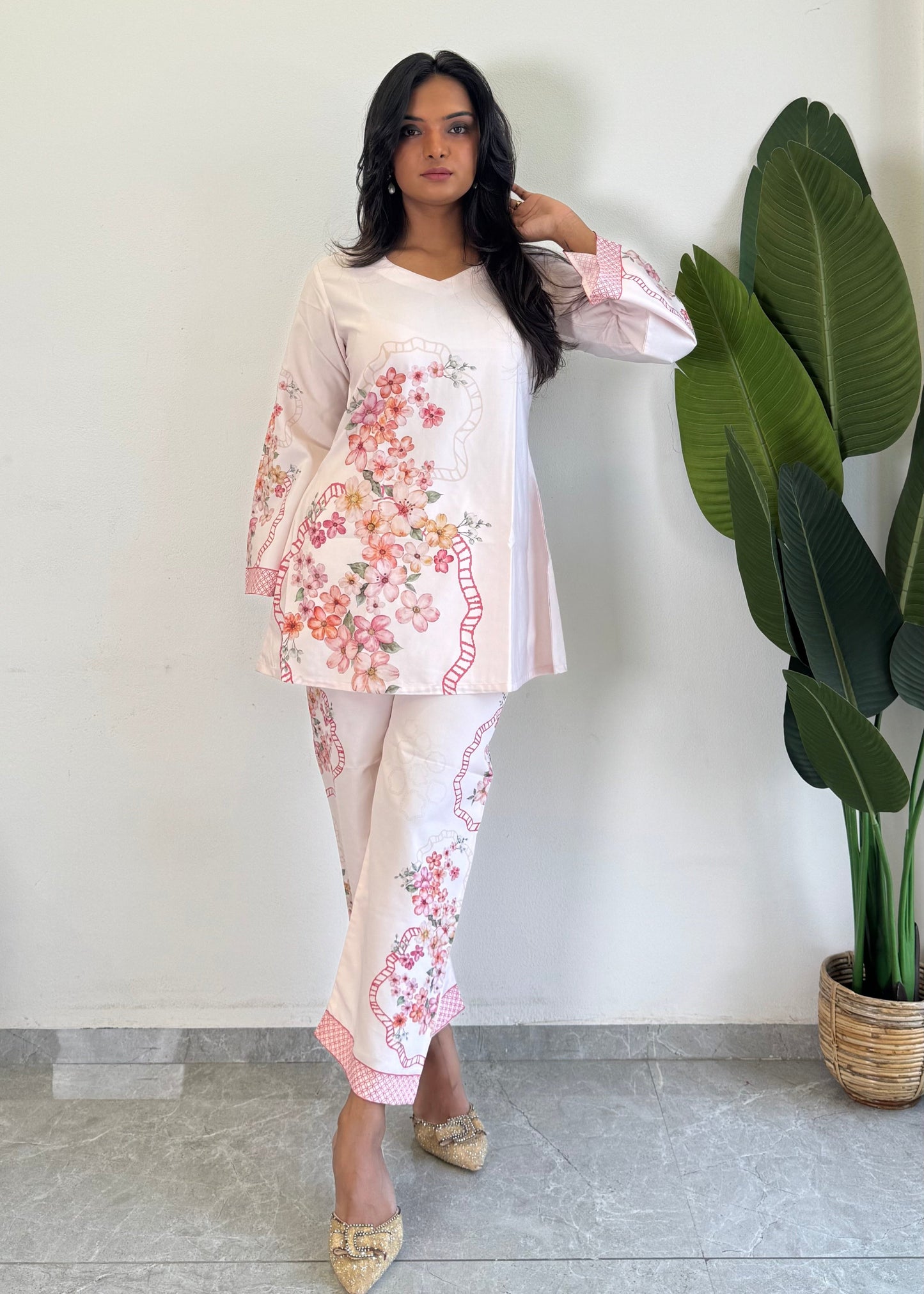 Chic & Comfy Raymond Cotton Flower Co-ord  Set - kharidari