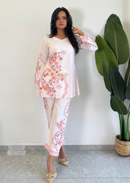 Chic & Comfy Raymond Cotton Flower Co-ord  Set - kharidari