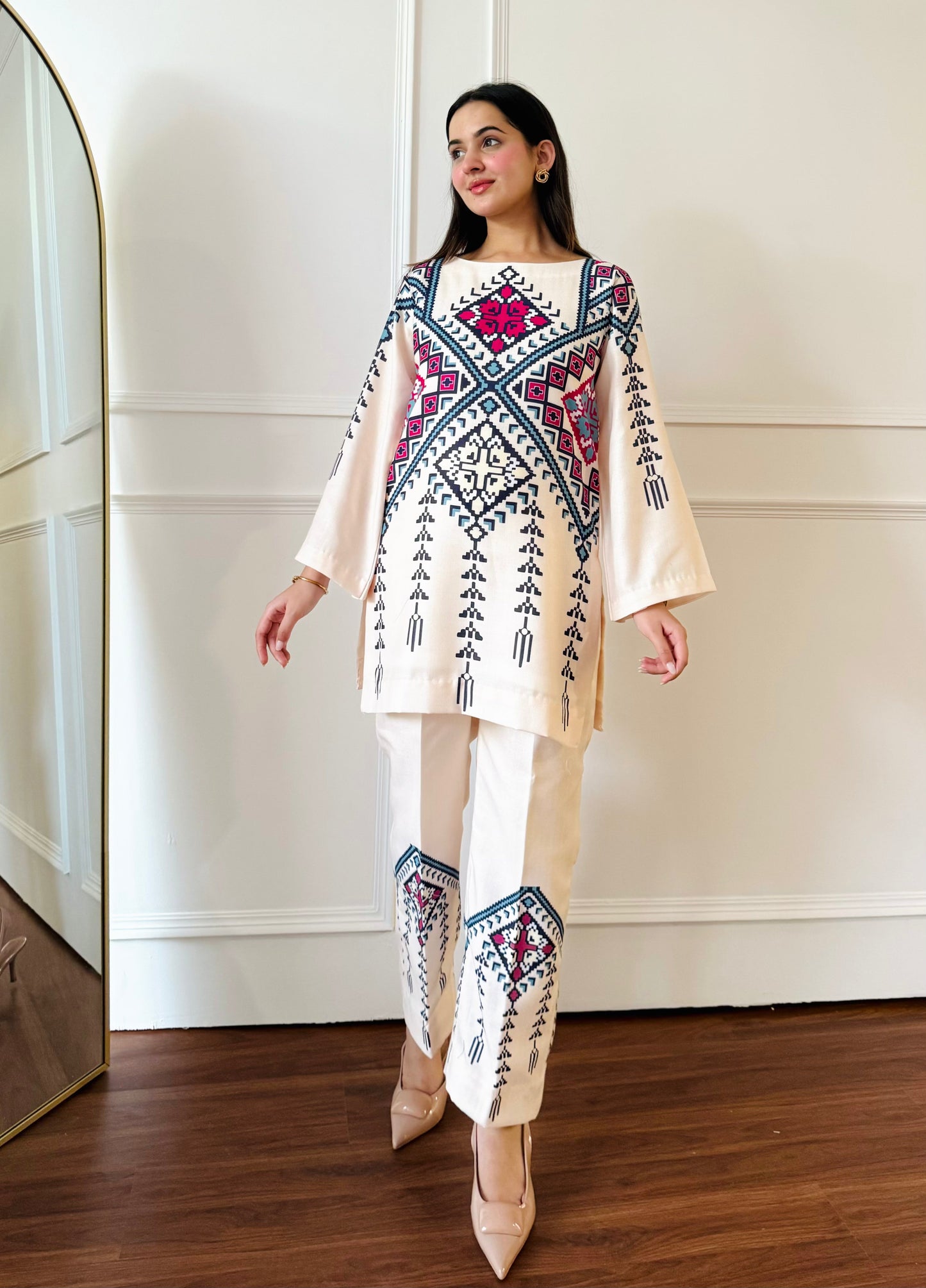 Geometric Tribal Printed Co-ord Set for Women D6304