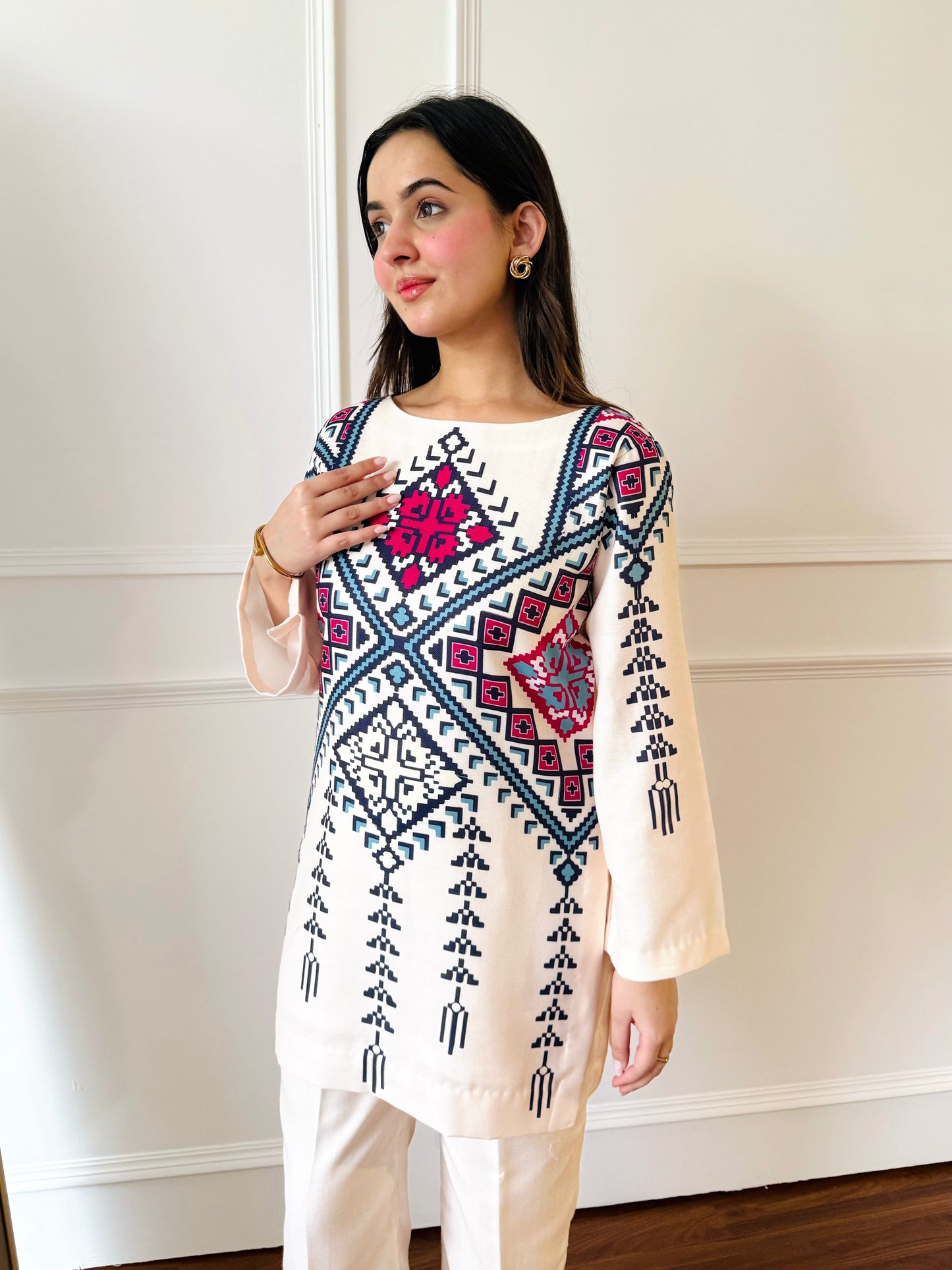 Geometric Tribal Printed Co-ord Set for Women D6304