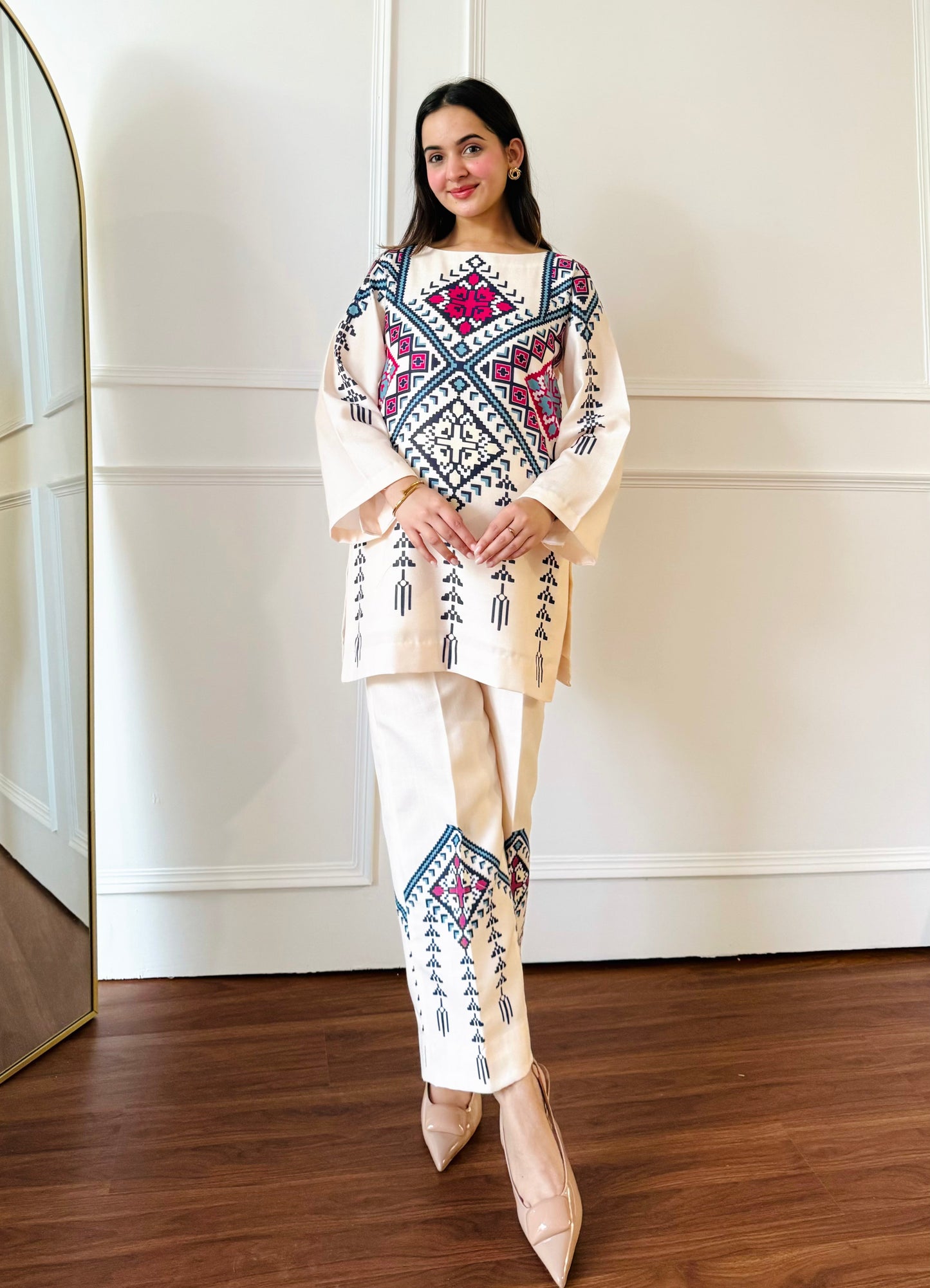 Geometric Tribal Printed Co-ord Set for Women D6304