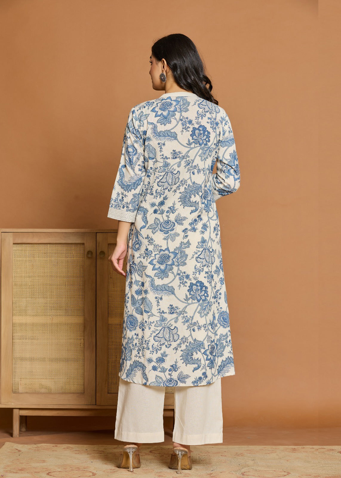 Grace in Bloom Blue Floral Printed Co-ord Set for Effortless Style D6248 - kharidari
