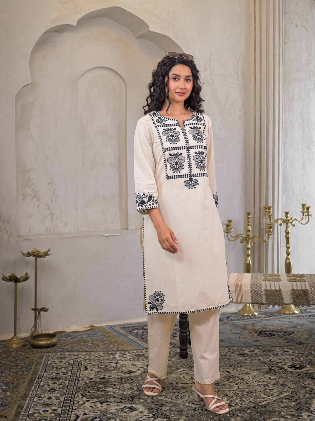 Graceful Flex Cotton Embroidered Co-ord Set  Comfort in Style D6263 - kharidari