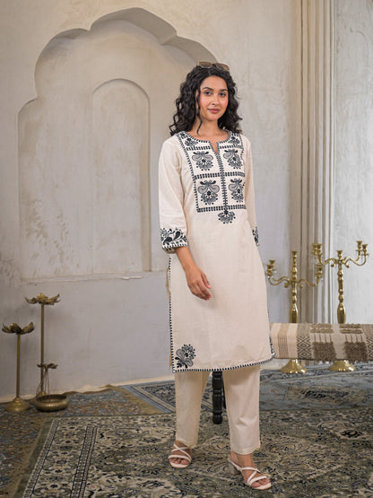 Graceful Flex Cotton Embroidered Co-ord Set  Comfort in Style D6263 - kharidari