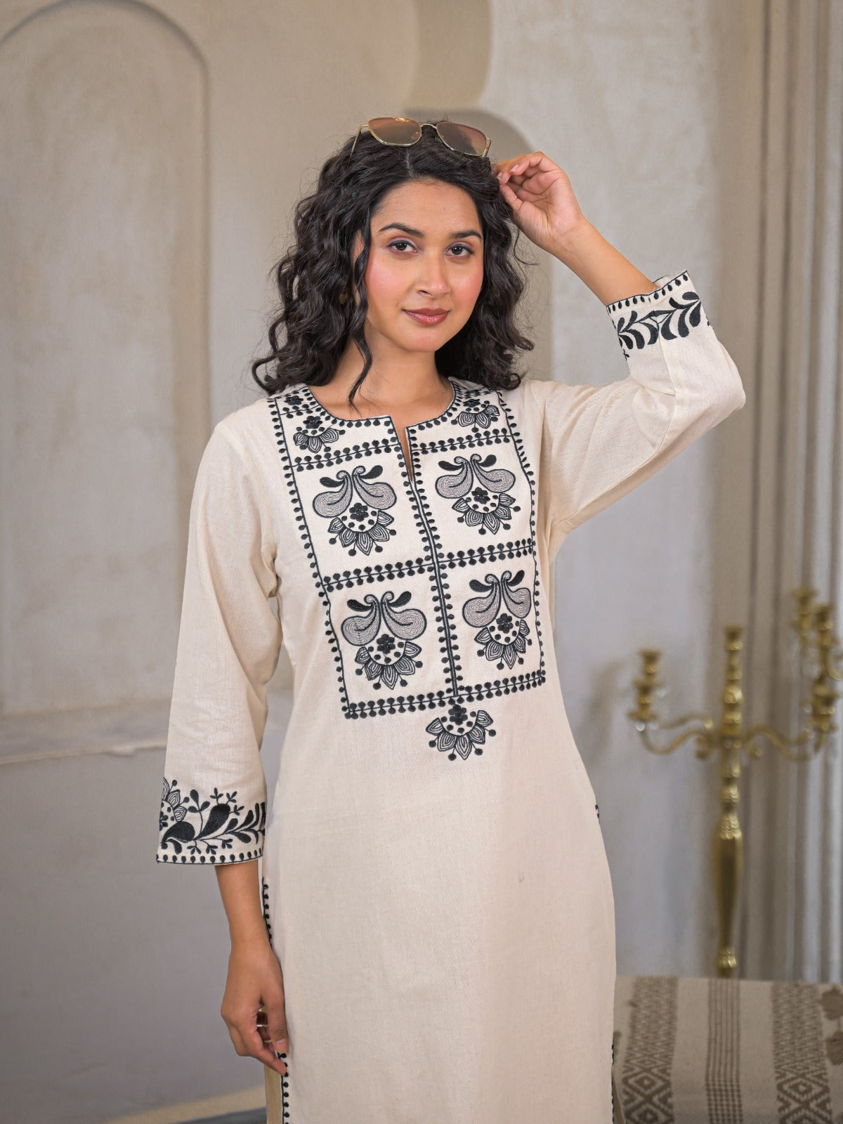 Graceful Flex Cotton Embroidered Co-ord Set  Comfort in Style D6263 - kharidari