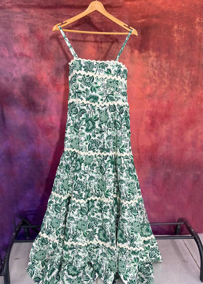 Unique Pink Flower Printed cotton One Piece Dress D6135