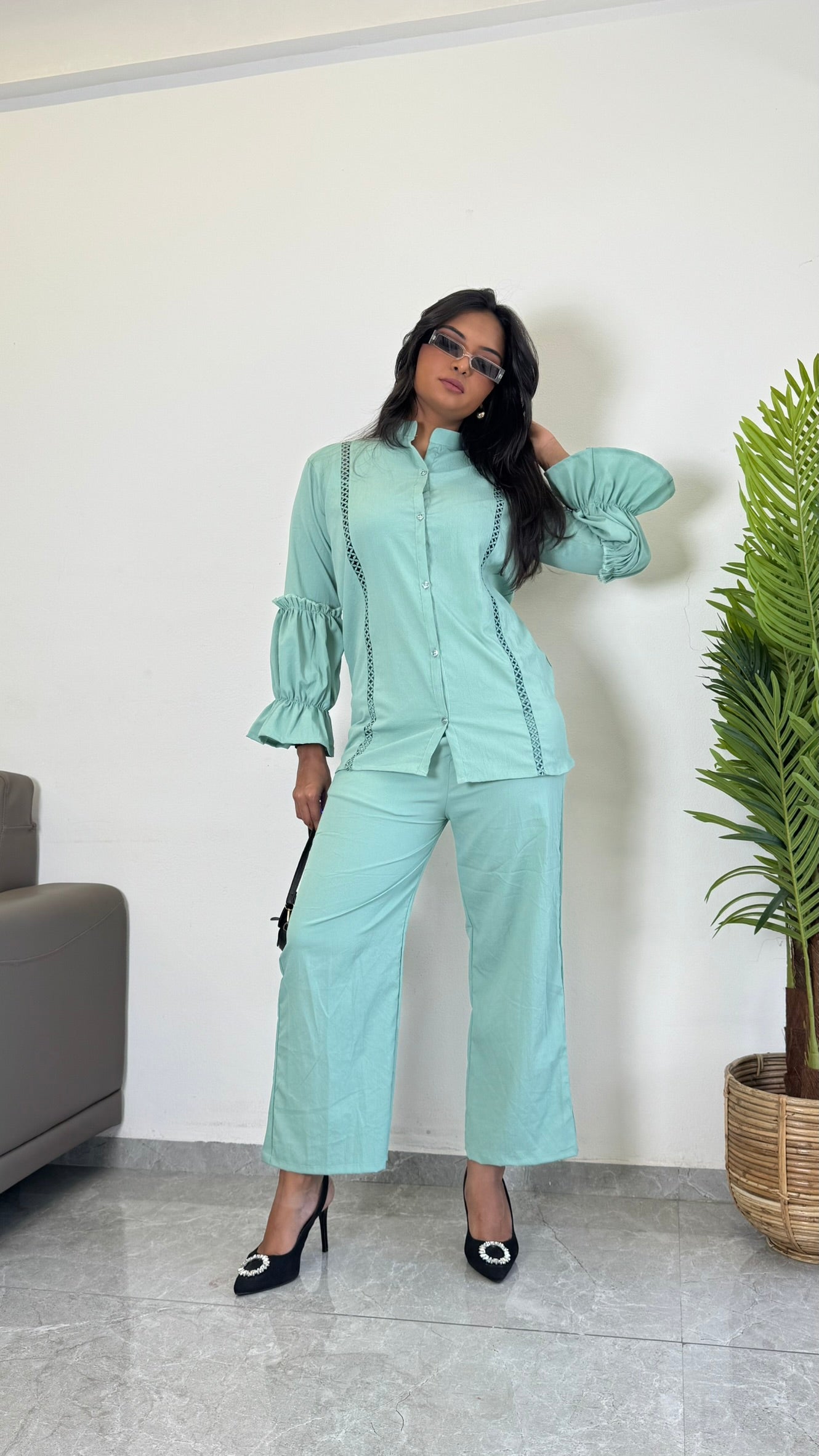 Glam & Glowing Green Co-ord Set D6199 - kharidari