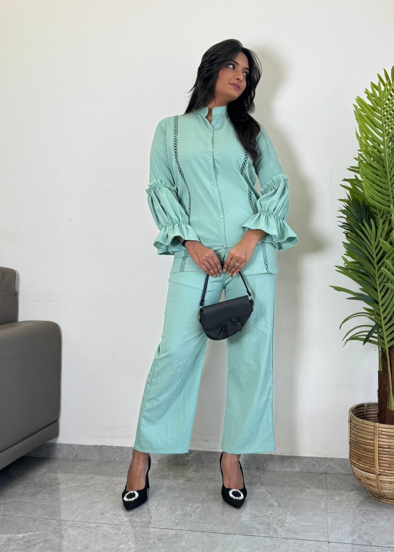 Glam & Glowing Green Co-ord Set D6199 - kharidari