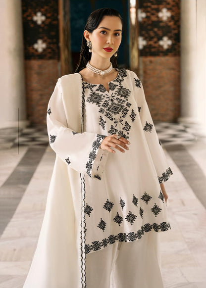 Ivory Geo-Embroidered Co-ord Set with Statement Dupatta D6331