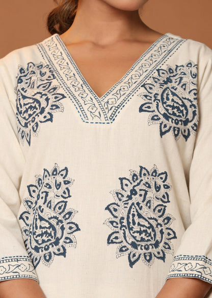 Midnight Paisley: Blue Paisley Printed Cotton Co-ord Set D6254 - kharidari