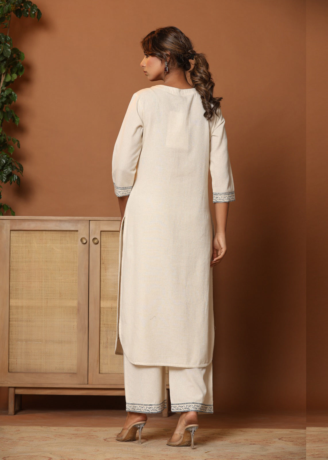 Midnight Paisley: Blue Paisley Printed Cotton Co-ord Set D6254 - kharidari