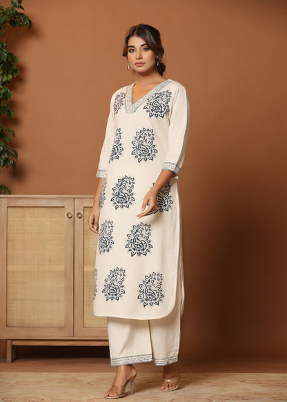 Midnight Paisley: Blue Paisley Printed Cotton Co-ord Set D6254