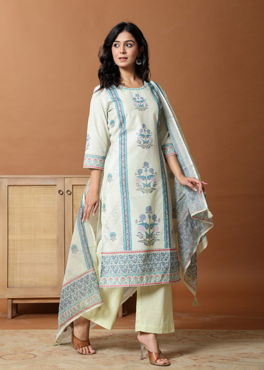 Modern Ethnic Pure Cotton Suit set With Dupatta D6245 - kharidari