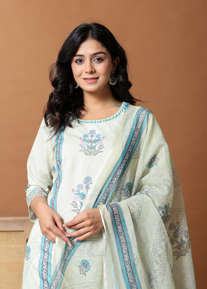 Modern Ethnic Pure Cotton Suit set With Dupatta D6245 - kharidari