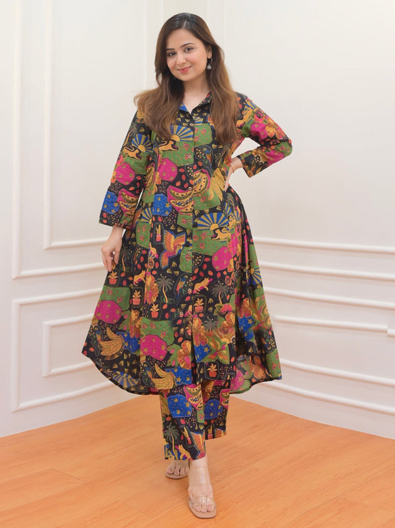 Multi Color Garden Printed Co-ord Set D5021