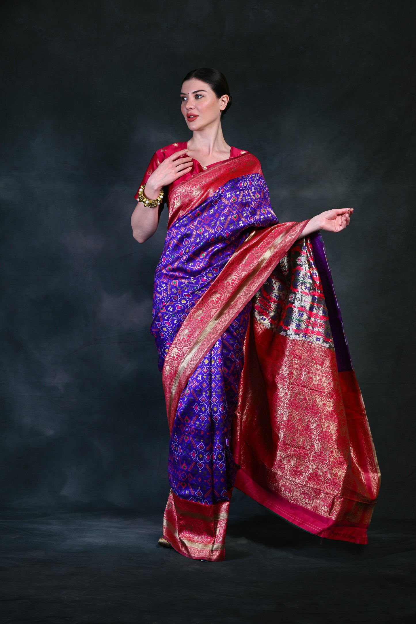 Party wear Purple color Patola Silk saree PRK001