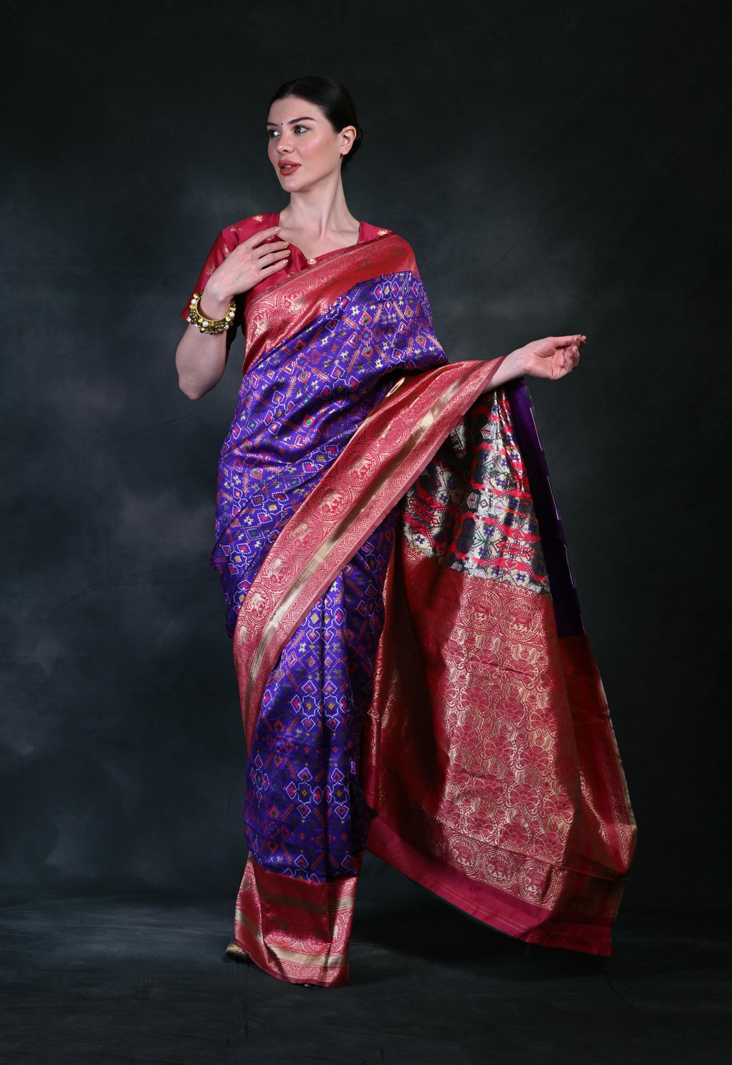 Party wear Purple color Patola Silk saree PRK001