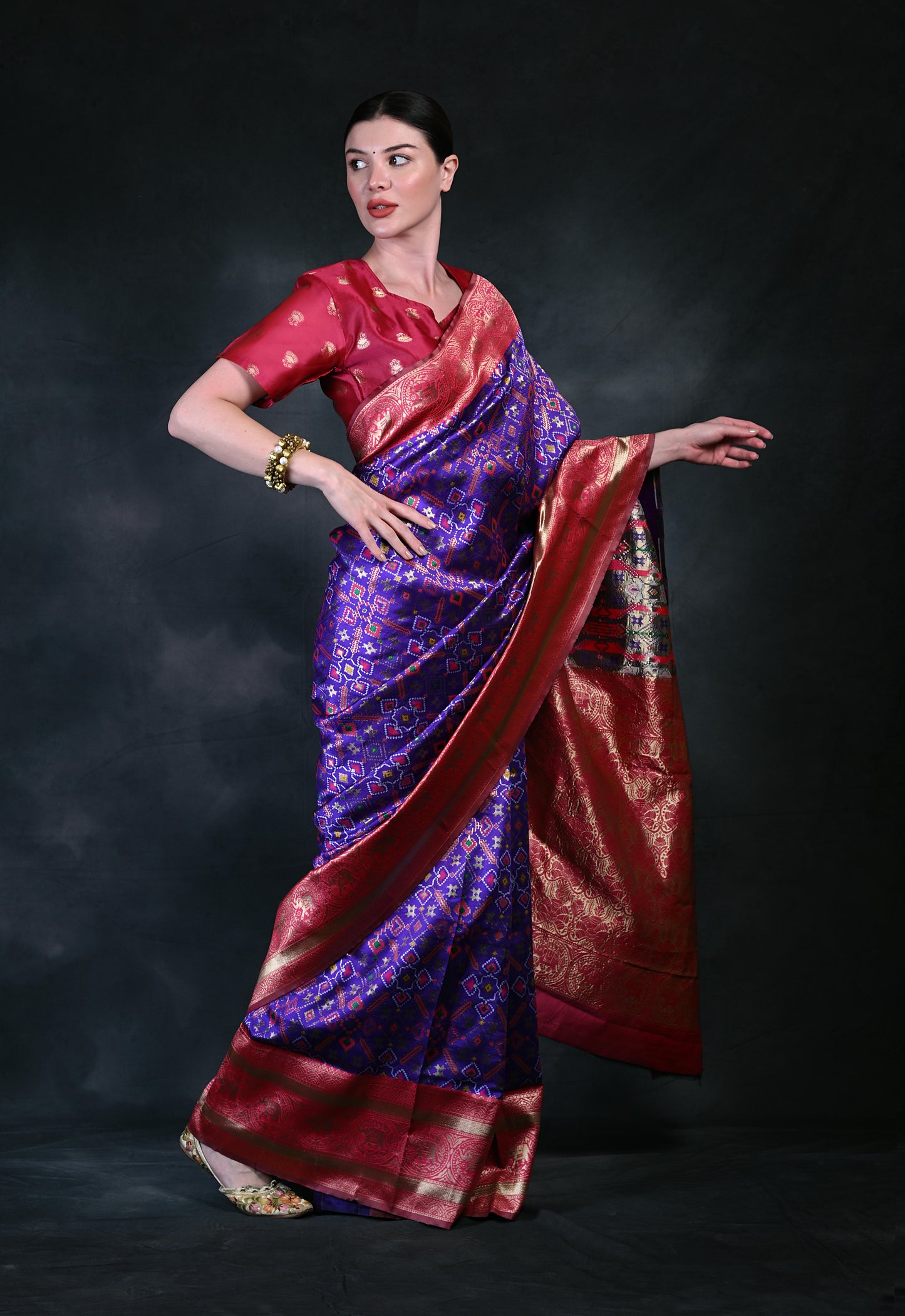 Party wear Purple color Patola Silk saree PRK001