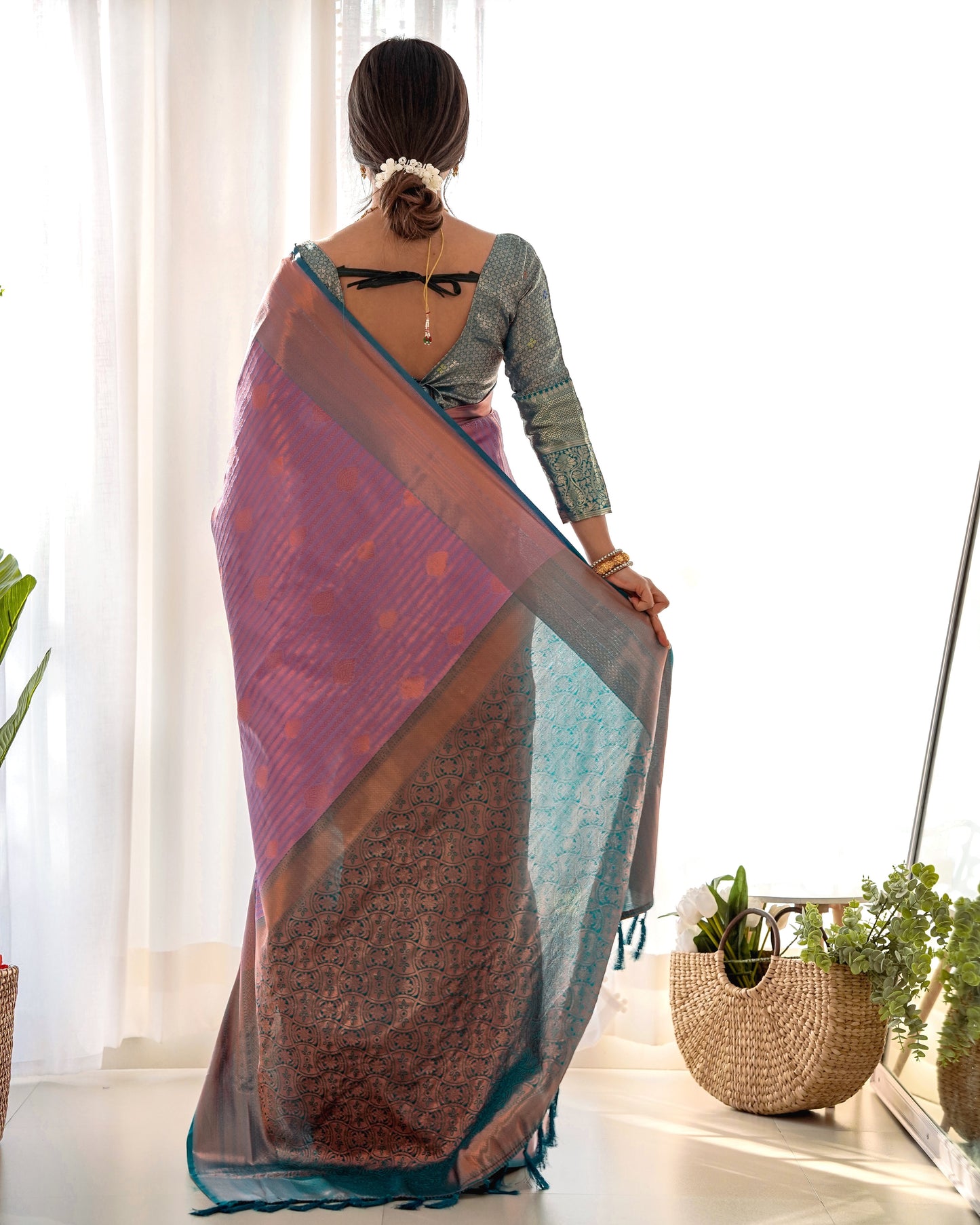 Partywear  kanjivaram silk wear Saree- Purple D5030