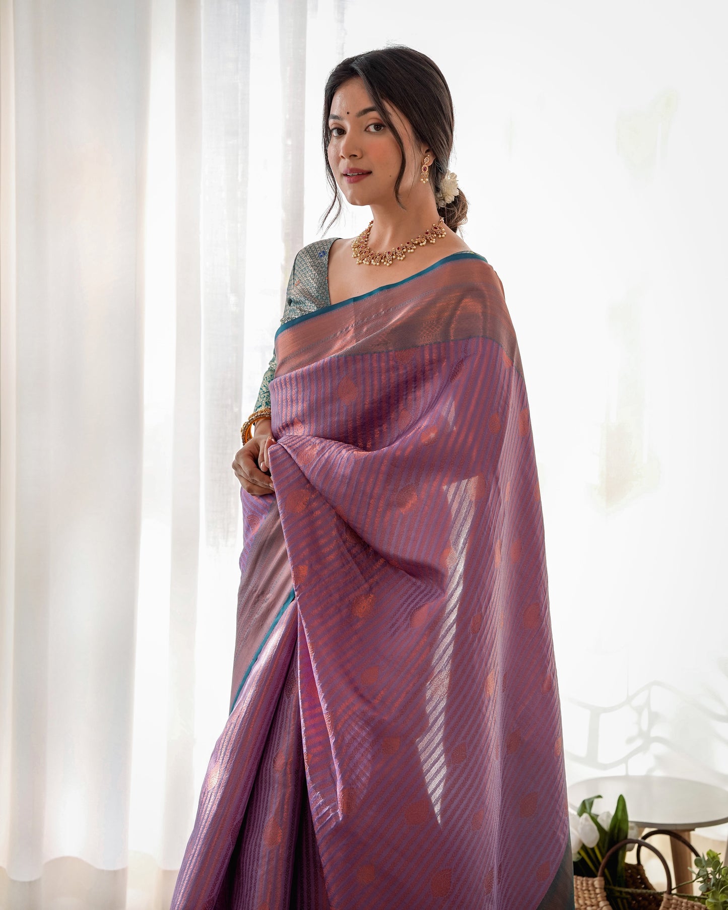 Partywear  kanjivaram silk wear Saree- Purple D5030