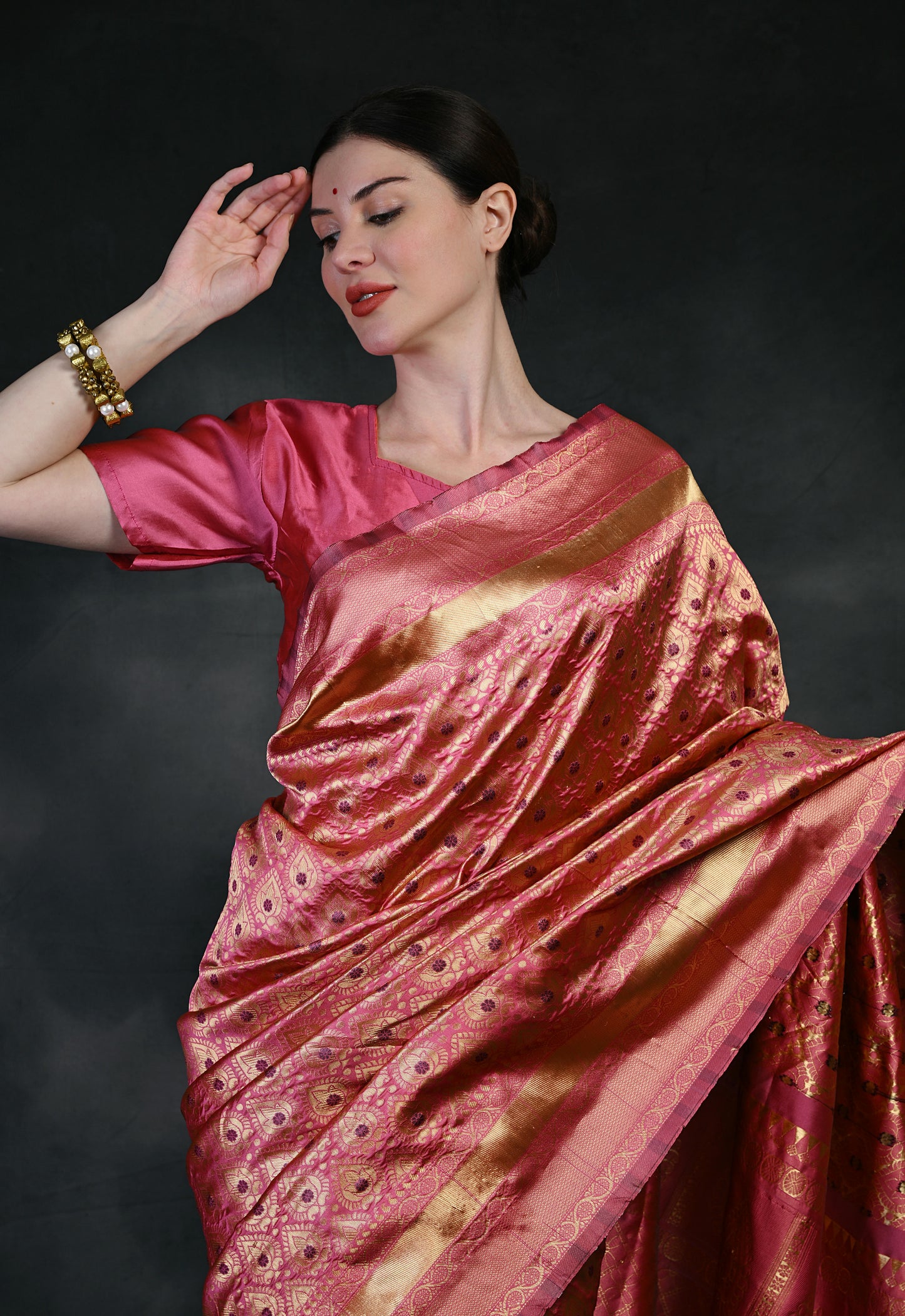 Pink Color Stylish Banarasi Silk Saree AY002