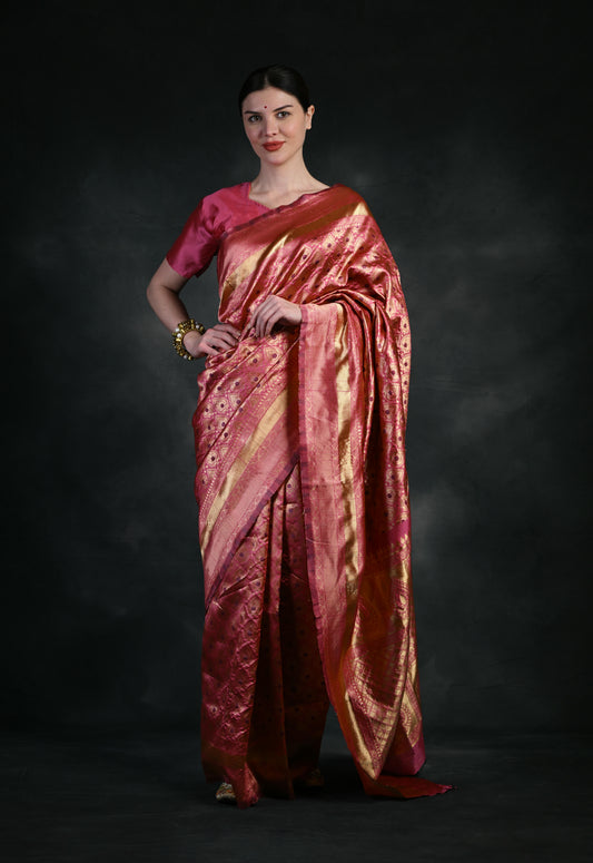 Pink Color Stylish Banarasi Silk Saree AY002