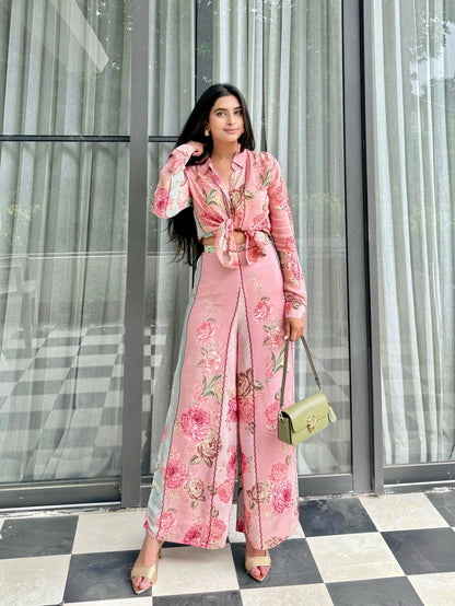 Pink Floral Printed Stylish Coord Set D6066 - kharidari