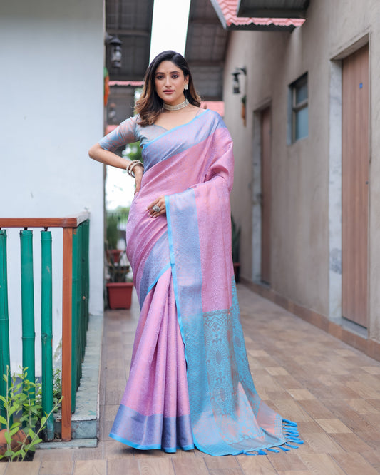 Pink Kanjivaram Party wear Saree D5043