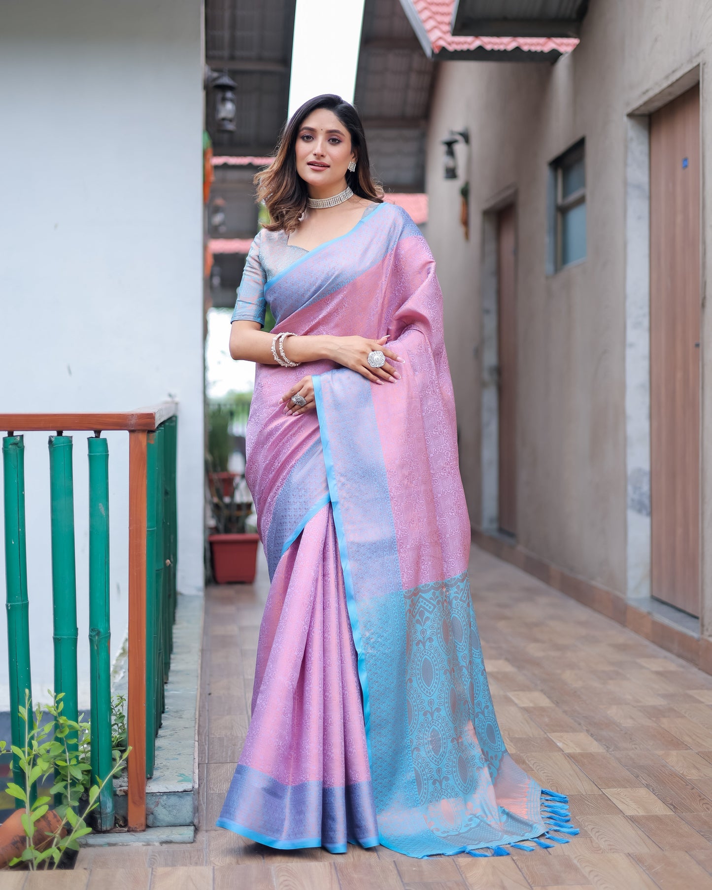 Pink Kanjivaram Party wear Saree D5043