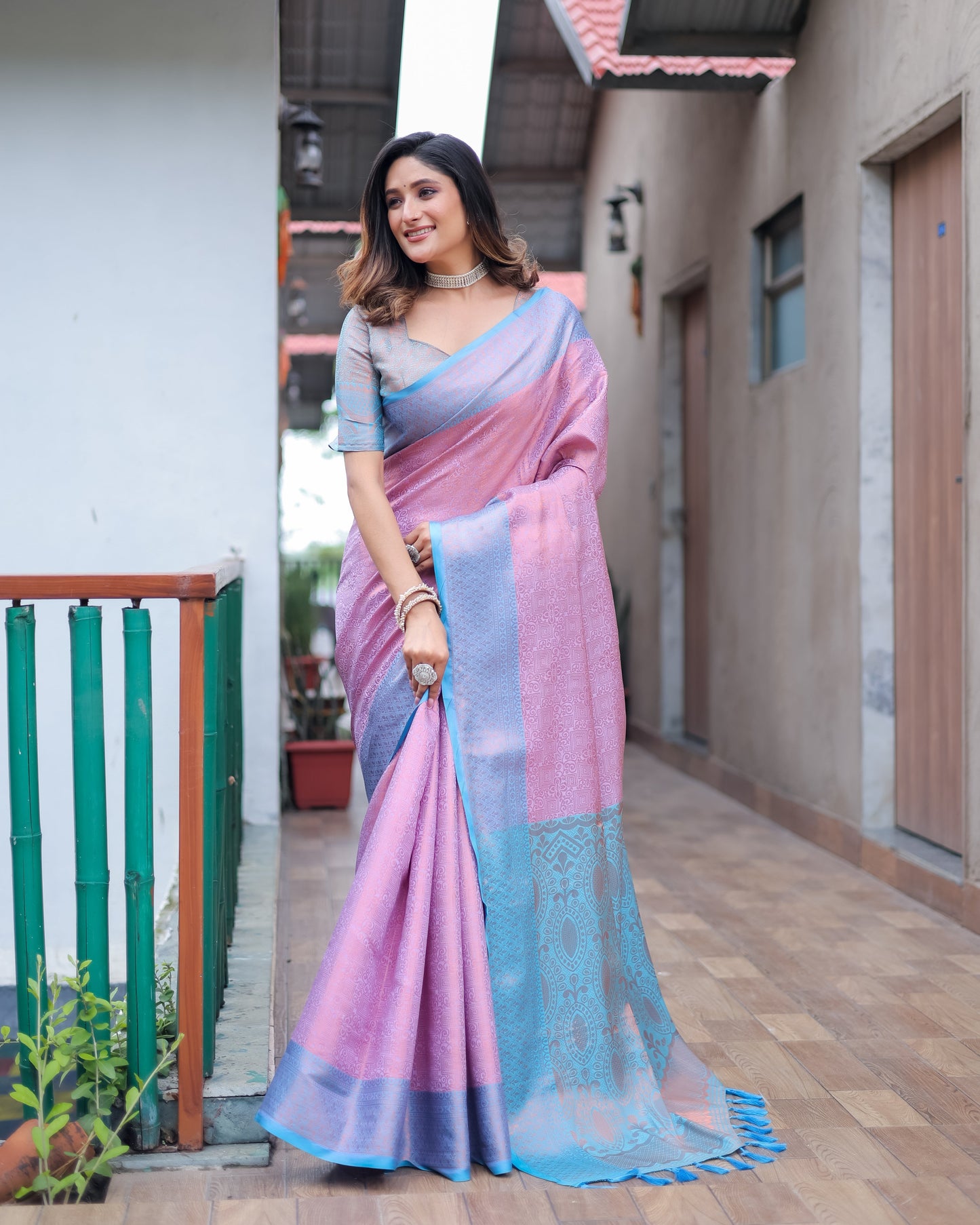 Pink Kanjivaram Party wear Saree D5043