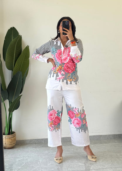 Trendy printed Raymond cotton co-ord set for women - kharidari